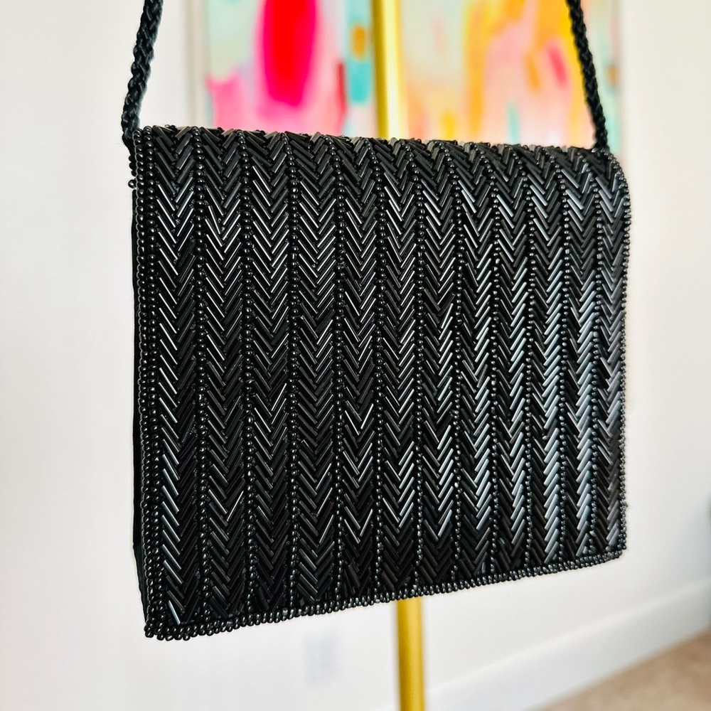 ❇️ SALE ❇️ VTG Beaded Black Crossbody